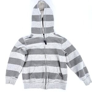 Sonoma Kids Grey Striped Sherpa Lined Full Zip Hoodie Sweatshirt Size M 5/6
